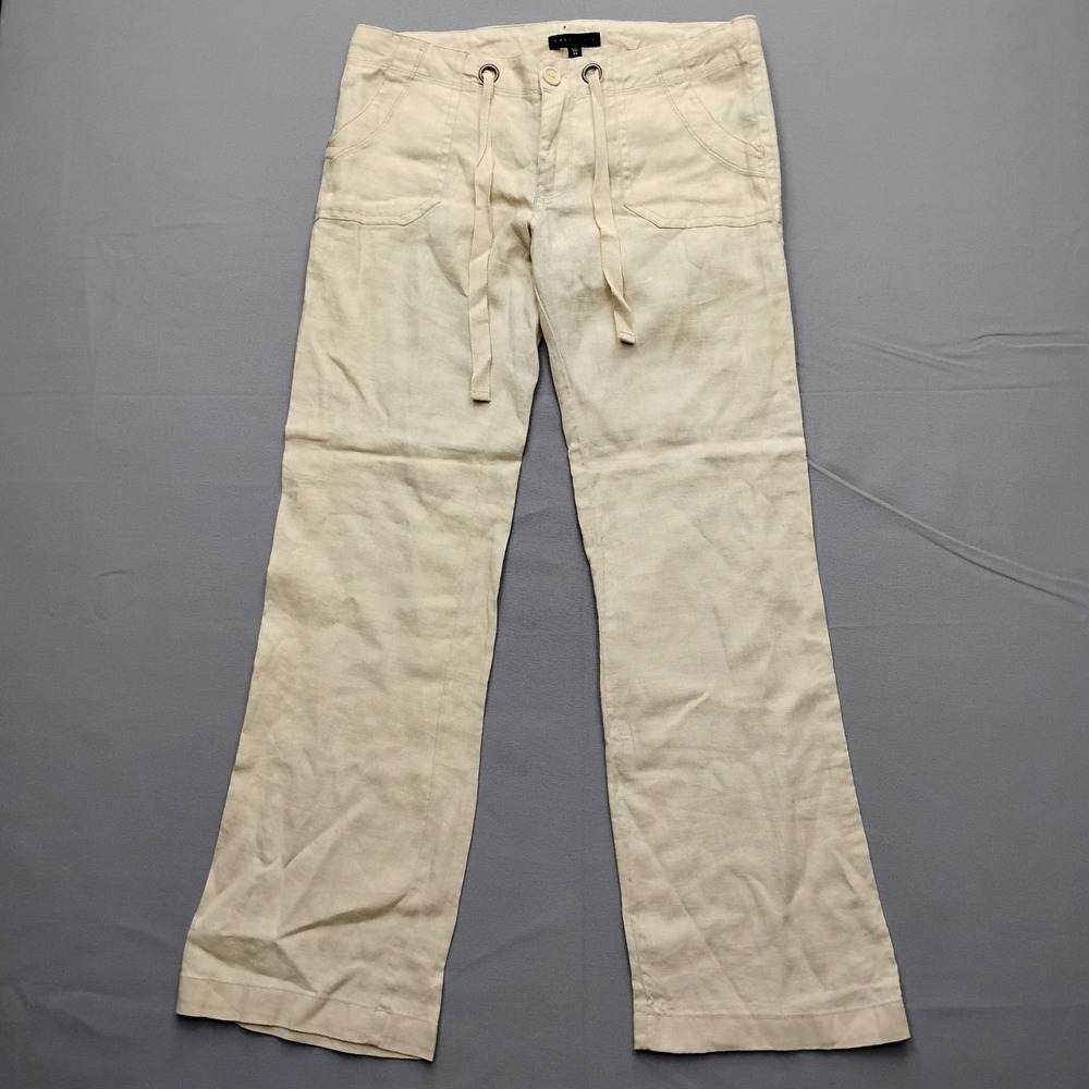 Sanctuary Beach Comber Linen Pants Seashell Cream Wide Leg Drawstring Size 29